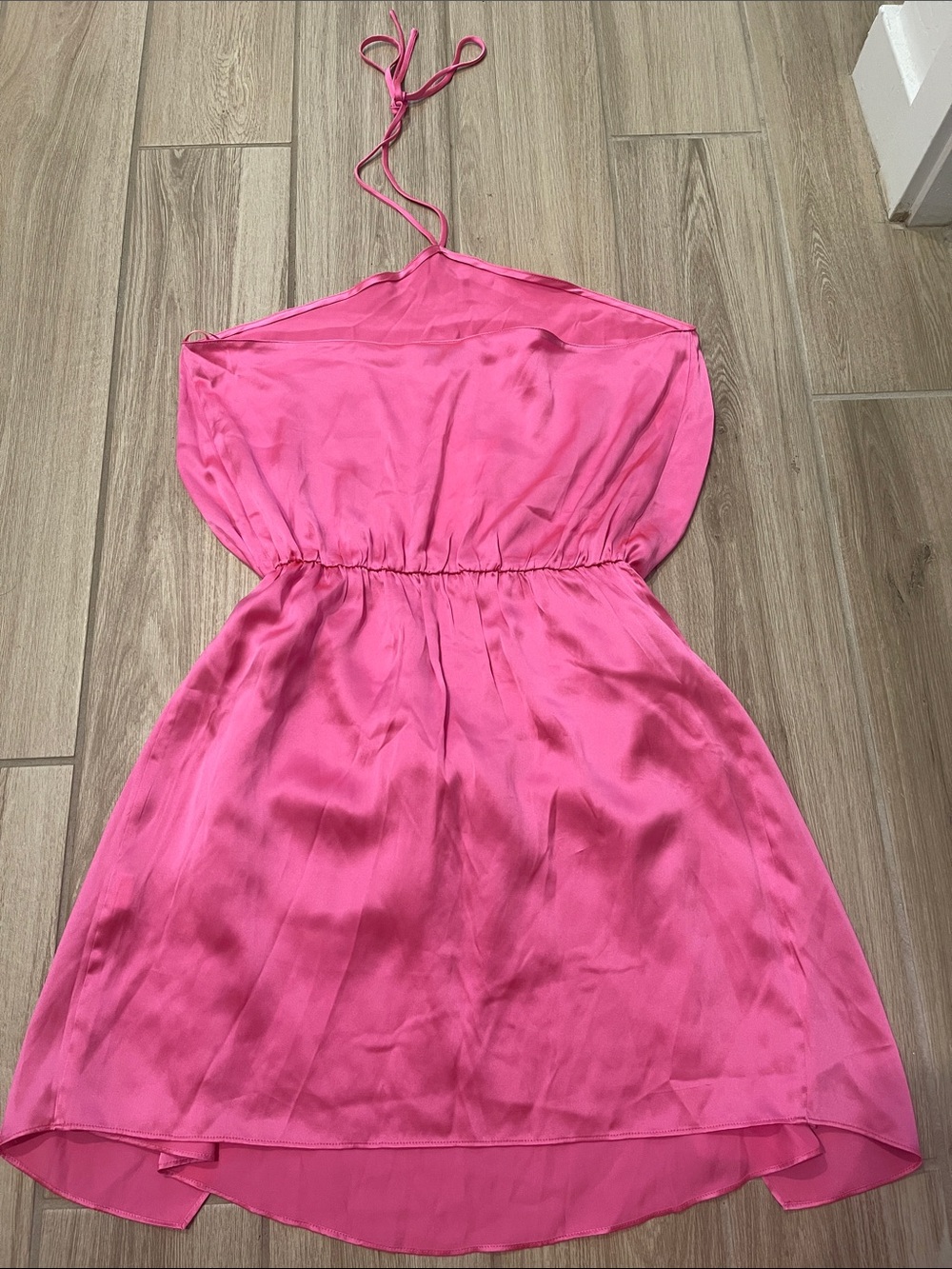 NWT Amanda Uprichard Marrone Silk Halter Mini Dress Pink Rose Ribbon Sz M - Picture 9 of 13